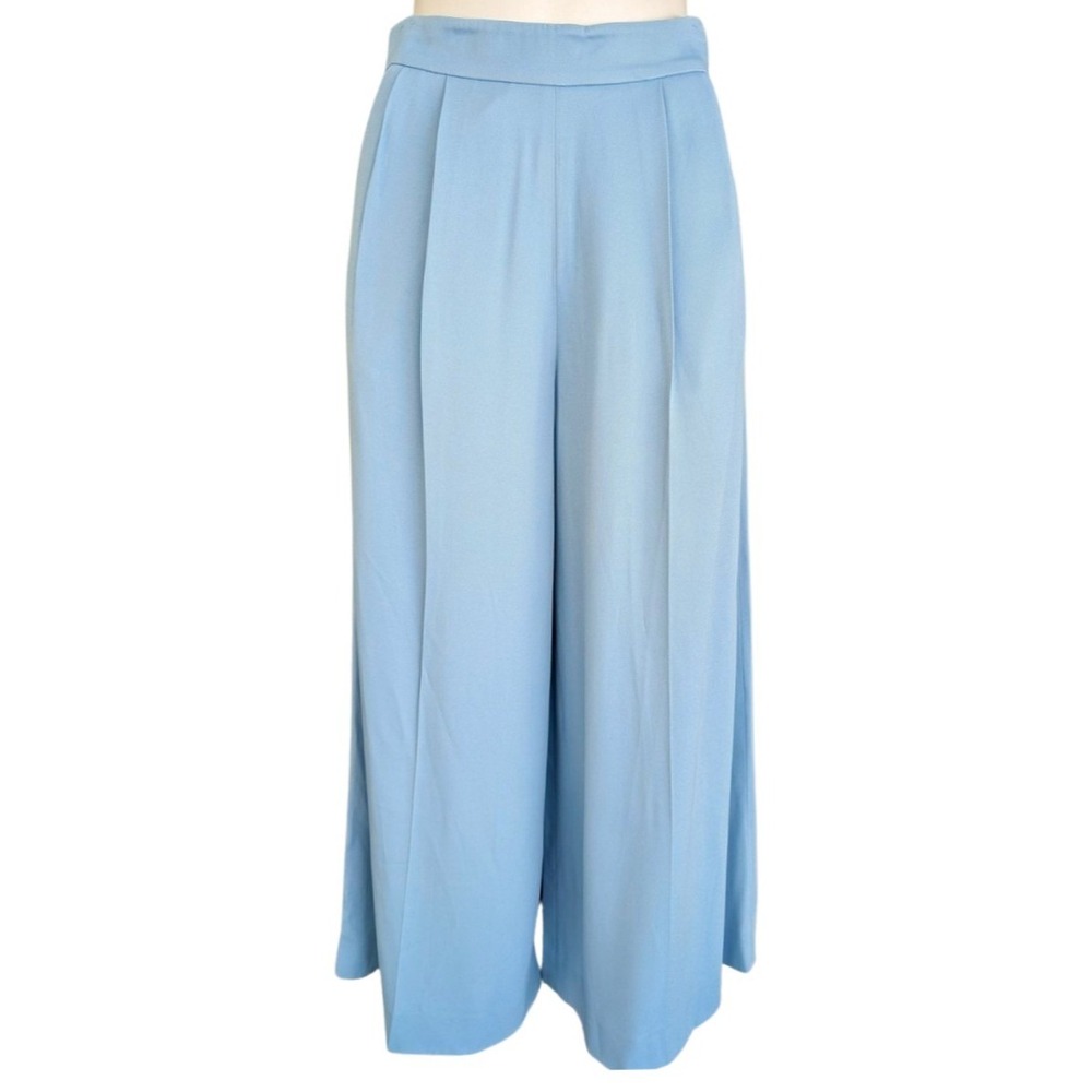 NWT Marni‎ Powder Blue Viscose Crop Wide Leg Pleated Trousers  Size 40